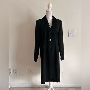JULIAN TAYLOR Elegant Black Collared Long Sleeve Button Coat  Women's Sz 14
